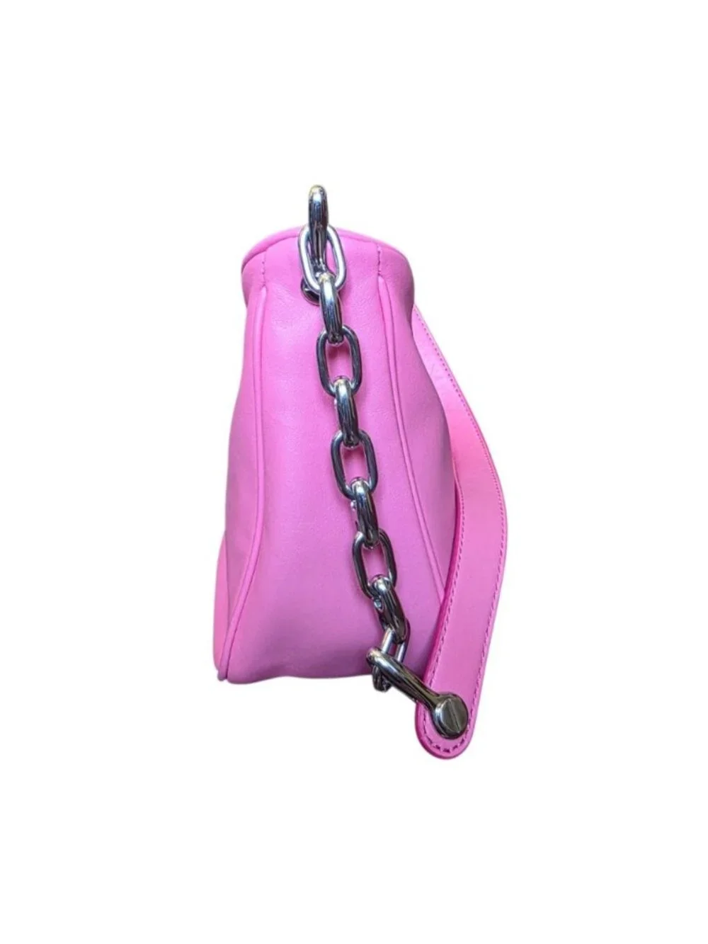 Marc Jacobs Tempo Baguette Shoulder Bag Pink Lemonade Leather Silver Chain Y2K